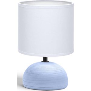 LED Tafellamp - Tafelverlichting - Igia Conton 2 - E14 Fitting - Rond - Mat Blauw - Keramiek