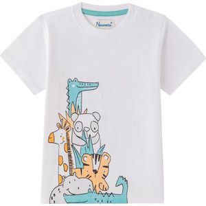 Newness Kids – t-shirt babydieren voor jongens – wit – maat 86