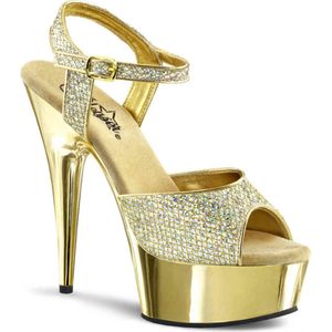 EU 35 = US 5 | DELIGHT-609G | 6 Heel, 1 3/4 Gold Chrome PF Ankle Strap Sandal