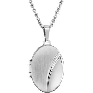 Traveller Medaillon voor Foto - Ketting - Sterling Zilver 925 - Fotomedaillon - Mat / Glanzend - Ovaal - Made in Germany - Duurzaam - 16 x 23 mm - 45 cm - 571004