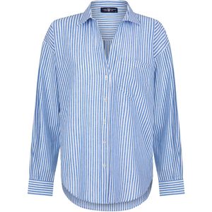 Jimmy Sanders Oversize Overhemd - Blouse - Poplin Katoen Linnen - Lange Mouw Dames Sax - S