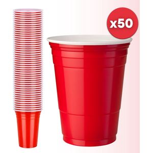 Aerend - Rode Grote Plastic Bekers - Set van 50 Stuks 473 ml (16 oz) - Herbruikbare drinkbekers voor Party Camping Verjaardag - Bierspel - Drankspel - Beerpong