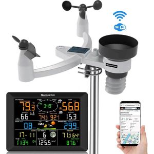 Weerstation - 7 in 1 - Voorspellingen - Draadloos kleurenconsole - Wi-Fi - Outdoor - Indoor - Temperatuur - Excl. batterijen