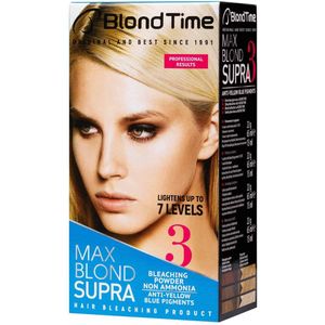 Blond Time Max Blond Supra - Bleekpoeder zonder Ammoniak - Anti Geel en Blauw - Bleken tot 7 Niveaus lichter - 102ML