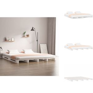 vidaXL Palletbed - Palletbedden - Bed - Slaapkamermeubel - Palletbed massief grenenhout wit 120x190 cm