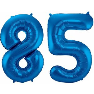 Cijfer ballonnen - Verjaardag versiering 85 jaar - 85 cm - blauw