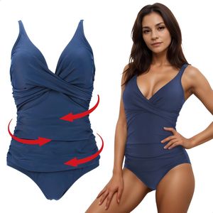 RENALUX - Corrigerend Badpak Dames met Verstelbare Bandjes - Shaping Badpak - Corrigerend Badpakken voor Dames - Donkerblauw - L