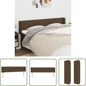 The Living Store Hoofdbord met randen 203x16x78/88 cm stof donkerbruin - Hoofd Bord - Hoofdeinde - Bed Accessoires - Donkere Meubels - Stoffen Hoofdborden