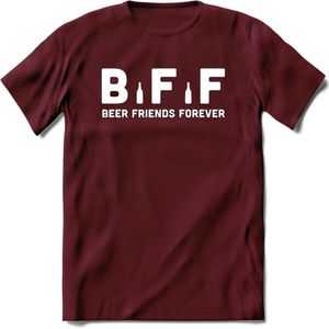 Bier Friends Forever BFF T-Shirt | Unisex Kleding | Dames - Heren Feest shirt | Drank | Grappig Verjaardag Cadeau tekst | - Burgundy - XXL