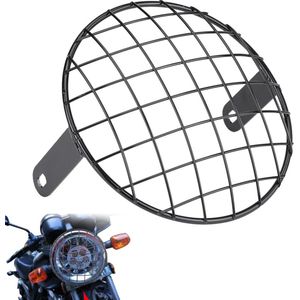 Motorfiets Koplamp Lamp Cover 7 Inch Universele Grid Lampenkap - Cafe Racer Masker - Zwart .