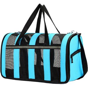 Ohpets® Reistas Kat - Blauw - Tot 10kg - Reistas hond - Reismand - Draagtas Kat, Draagtas Hond - Transporttas - Reistas vliegtuig, Reistas opvouwbaar - Geschikt voor Honden & Katten, Draagzak voor huisdieren | 42x28x35 cm