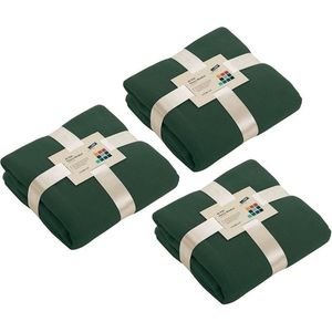 James & Nicholson Fleece bankdeken/plaid - 3x - donkergroen - 130 x 170 cm - 240 grams - pluisvrij - wasbaar