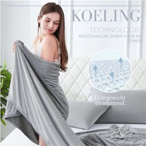 2 In 1 Zelfkoelende Deken - Dubbelzijdig Zomerdeken Van Katoen En Arc-Chill Technologie - Verkoelende Bedsprei Voor Baby's En Volwassenen - 150x200 Cm - Grijs