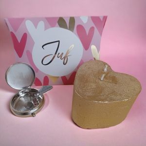 Juf-Cadeauset-Juffendag-Verjaardag-Verjaardag Juf-Eindeschooljaar-Afscheid-Kinderdagverblijf-Rustik Lys-Goud-Gold-Kaars-Hart-Asbakje-Beste Juf-Voeten-Badzout-Verwenpakket-Musthave-Welness-Elegant-luxueus