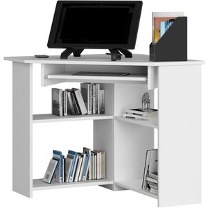 Hoekbureau TED / Computerbureau / Computer Tafel / Bureautafel / Wit / 80 x 74 x 80 cm
