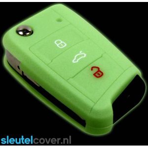 Autosleutel Hoesje geschikt voor Skoda - SleutelCover - Silicone Autosleutel Cover - Sleutelhoesje Glow in the dark / Lichtgevend