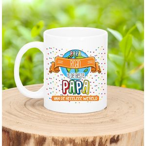 Bellatio Decorations Naam mok papa Roan - wit - de beste - keramiek - 300 ml - Vaderdag - cadeau