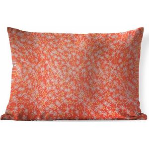 Sierkussens - Kussen - Een oranje met wit bloemdessin - 60x40 cm - Kussen van katoen