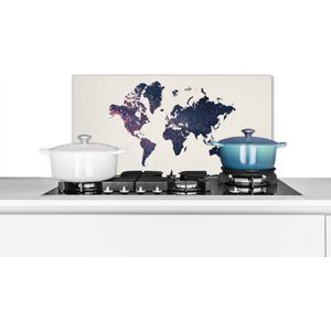 Spatscherm keuken 70x30 cm - Kookplaat achterwand Wereldkaart - Sterren - Ruimte - Muurbeschermer - Spatwand fornuis - Hoogwaardig aluminium