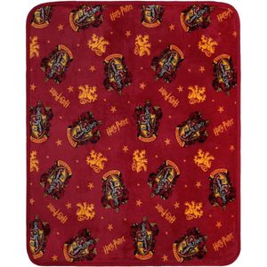 Warm bordeauxrode sprei met patronen 120x150 cm HARRY POTTER