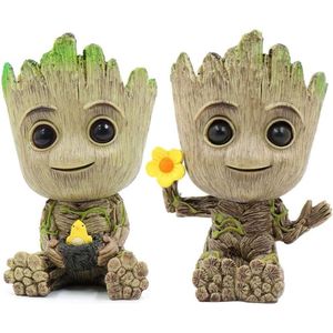 Groot Bloempot Guardians of The Galaxy Groot - Penhouder Bureau Ornament Plantenpot - Afvoergat - Set van 2