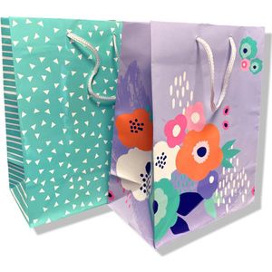 4 Luxe cadeau tasjes - A5 - kado tasjes - Bloemen -