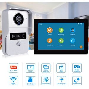 Video Deurbel Systeem - Draadloze Wifi Verbinding - Smart - 1080P - Deurtelefoon - Deurcamera - 7 Inch - Waterdicht - Touchscreen - Video Intercom - 32Gb Sd Kaart - Beveiliging - Intercomsysteem - Opneembaar