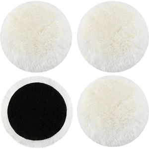 Allecto Plus - Polijstpads set van 4 stuks 125 mm - Compatibel met excentrische schuurmachine - Klittenband - Wol - Autopolijstpads - Lamsvel - Lamswol - Polijstschijven voor auto