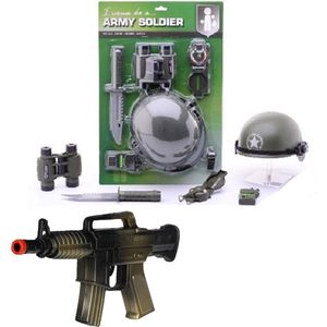 5-Delig verkleed set leger/soldaten voor kinderen - Machinegeweer/helm/accessoires