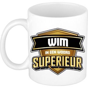 Bellatio Decorations Naam mok Wim - wit - Superieur - keramiek - 300 ml - collega beker - cadeau