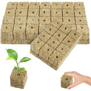 Steenwol kweekmat 4 x 4 x 4 cm - Bodemloze teelt hydrocultuur voor stekken en klonen - 42 stuks