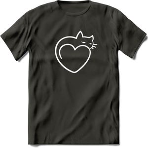 Sleepy Cat - Katten T-Shirt Kleding Cadeau | Dames - Heren - Unisex | Kat / Dieren shirt | Grappig Verjaardag kado | Tshirt Met Print | - Donker Grijs - M