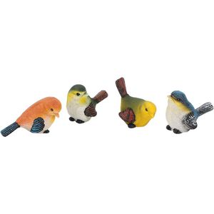 Dieren tuinkabouters standbeeld - Set van 4 - Hars vogels dier beeldje voor decoratie gazon, tuin en binnenplaats