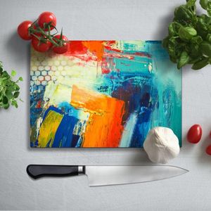 Glassnijplank - Abstract - Kleurrijk - Glazen Snijplanken - 35×25 cm - 4 mm
