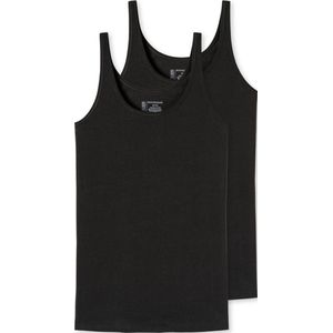 SCHIESSER 95/5 singlet (2-pack) - dames top biologisch katoen zwart - Maat: 38