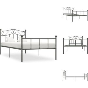 vidaXL Metalen Bedframe - Grijs - 208 x 107.5 x 95 cm - Geschikt voor Matras 100 x 200 cm - Bed