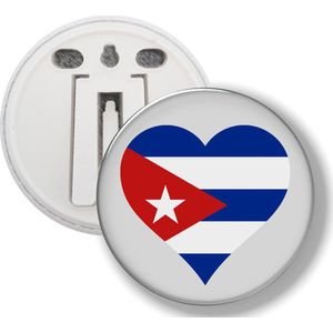 Button Met Clip - Hart Vlag Cuba