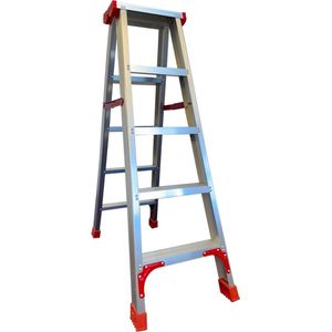 Ladder - Huishoudtrap - Trapladder Dubbelzijdig Aluminium - 2x 5 Treden