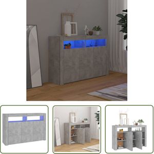 The Living Store Dressoir met LED-verlichting 115,5x30x75 cm betongrijs - Dressoir - Tv-tafel - Led Verlichting - Beton Grijs - Modern