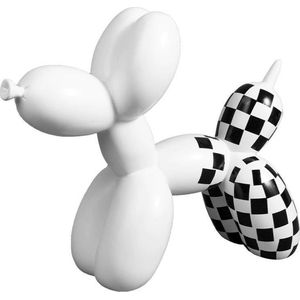BaykaDecor - Premium Geometrisch Beeld Ballonhond - Jeff Koons Replica Balloon Dog - Grappige Kunst - Pop Art - Wit - 22 cm
