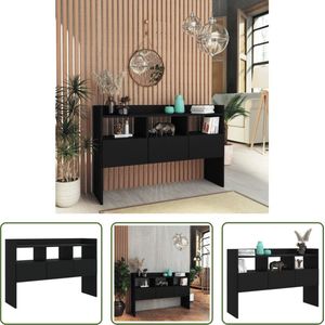 The Living Store Dressoir - 3 open vakken en 3 lades - 105 x 30 x 70 cm - zwart