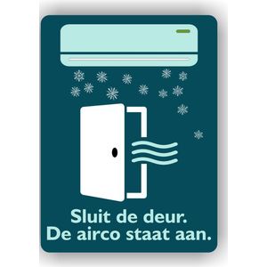Deur sluiten de airco staat aan sticker