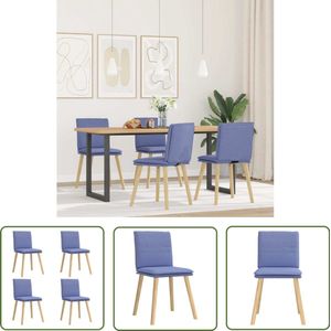 The Living Store Eetkamerstoelen 4 st stof jeansblauw - Eettafelstoel - Eetkamerstoel - Velours Stoel - Blauwe Stoel - Modern Meubilair
