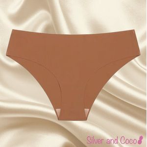 SilverAndCoco® - Naadloze Onderbroek / Seamless Broekje Dames / Zacht Brazilian Slipje / Naadloos Stretch Ondergoed Vrouw / Hipster Dames Lingerie Broekje Slip - Bruin Extra Large XL