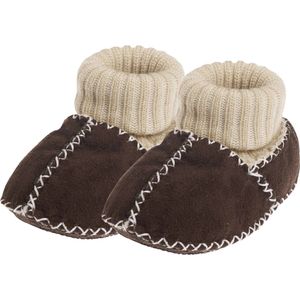 Pantoffels Kinderen - Donkerbruin - 0-9 maanden - Maat 16-17 - Sloffen Kinderen - Baby Slofjes - Kraamcadeau - Cadeau