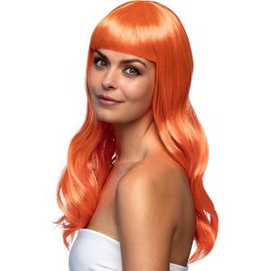 Boland - Pruik Chique oranje Oranje - Golvend - Lang - Vrouwen - - Glitter and Glamour