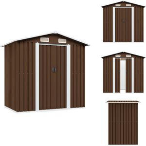 vidaXL Tuinschuur - Tuinschuren - Tuingarage - Tuingarages - Tuinberging 204x132x186 cm staal bruin
