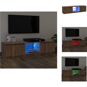 vidaXL TV-meubel Brown Oak - Wood - Glass - 120x30x35.5cm - RGB LED - Kast