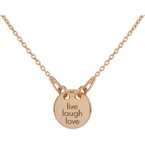ARLIZI 1448 Ketting Live Laugh Love Bedel Hanger - Dames - 925 Zilver Roséverguld - 40 cm