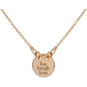 ARLIZI 1448 Ketting Live Laugh Love Bedel Hanger - Dames - 925 Zilver Roséverguld - 40 cm